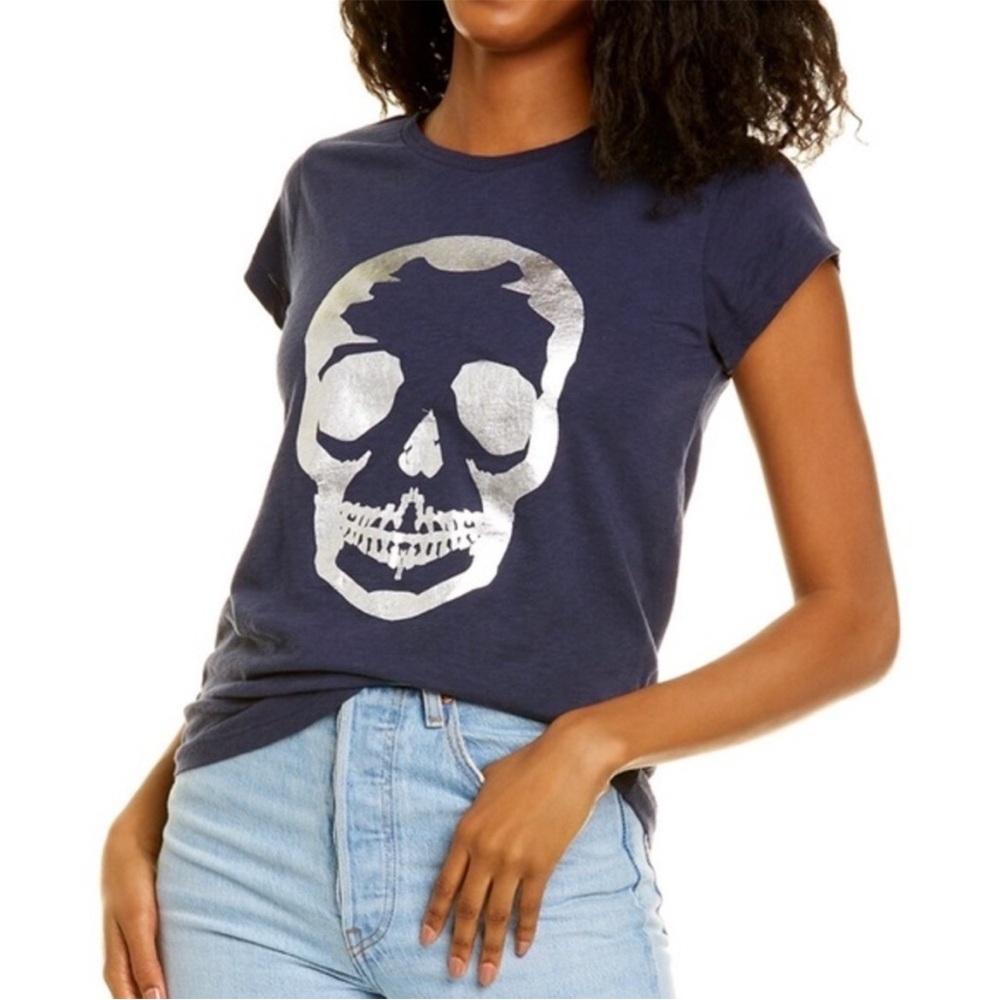 Zadig & Voltaire foil skull t-shirt in navy